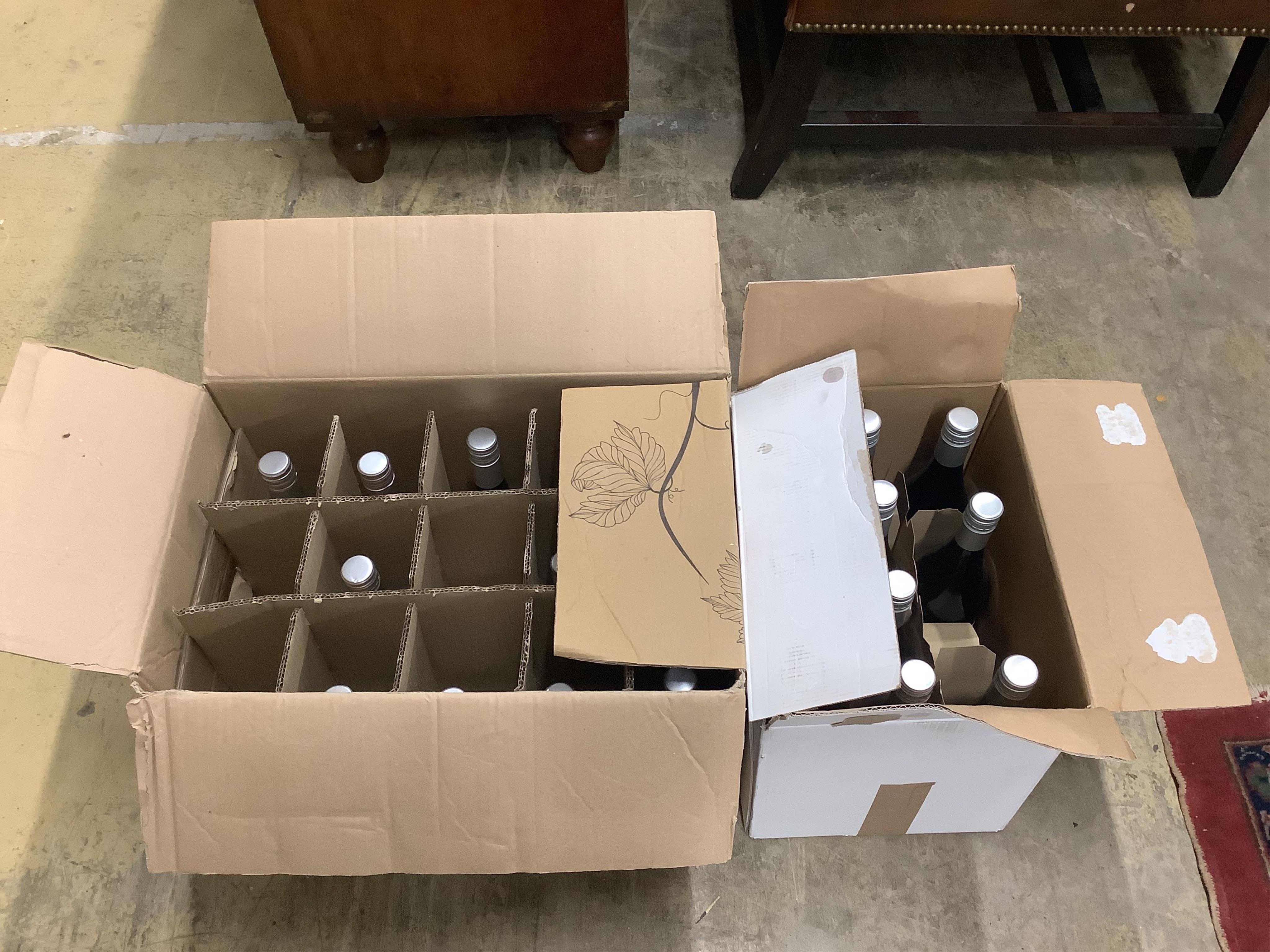 Twelve bottles of Duo Des Mers Sauvignon-Viognier and Eleven bottles of Duo Du Midi Malbec-Cabernet. (Surplus stock from a local wedding event company).